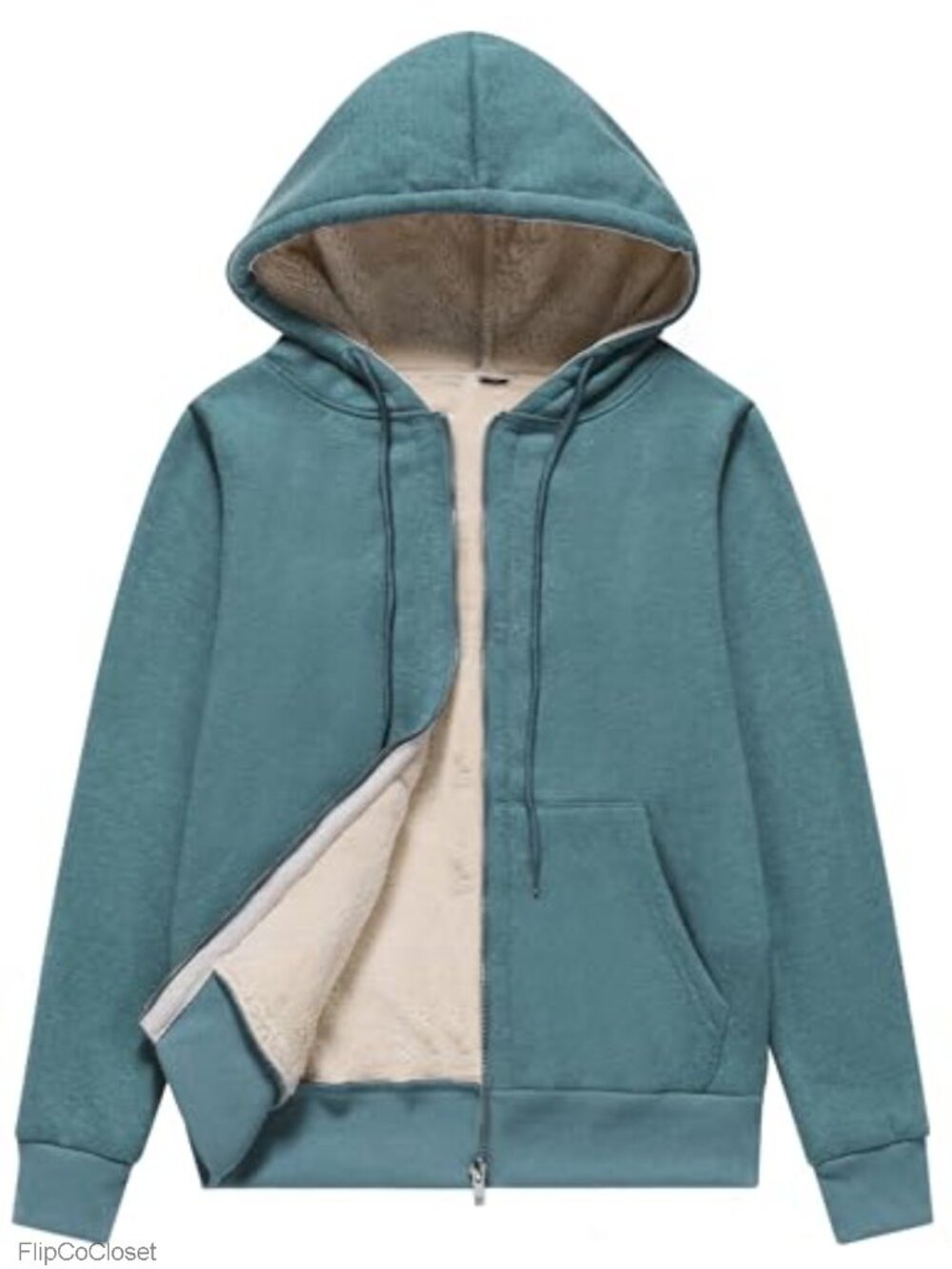 Sherpa Lined Fleece Zip Up Hoodie Women Warm Winter Sweatshirt Jacket